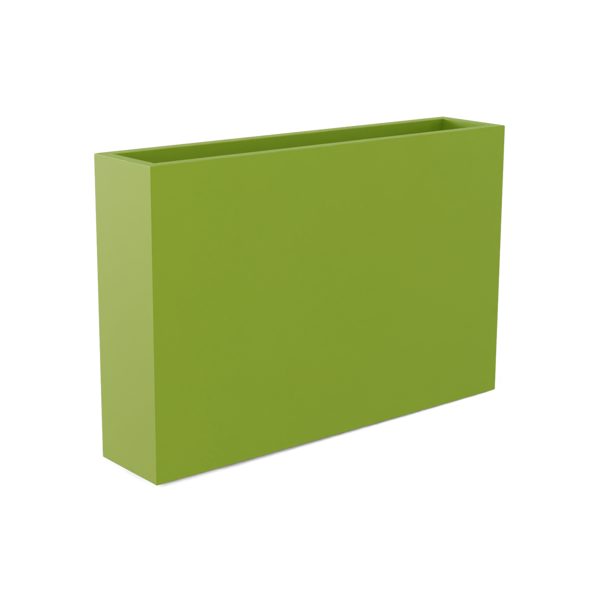 Amesbury narrow fiberglass planter in Satin Green