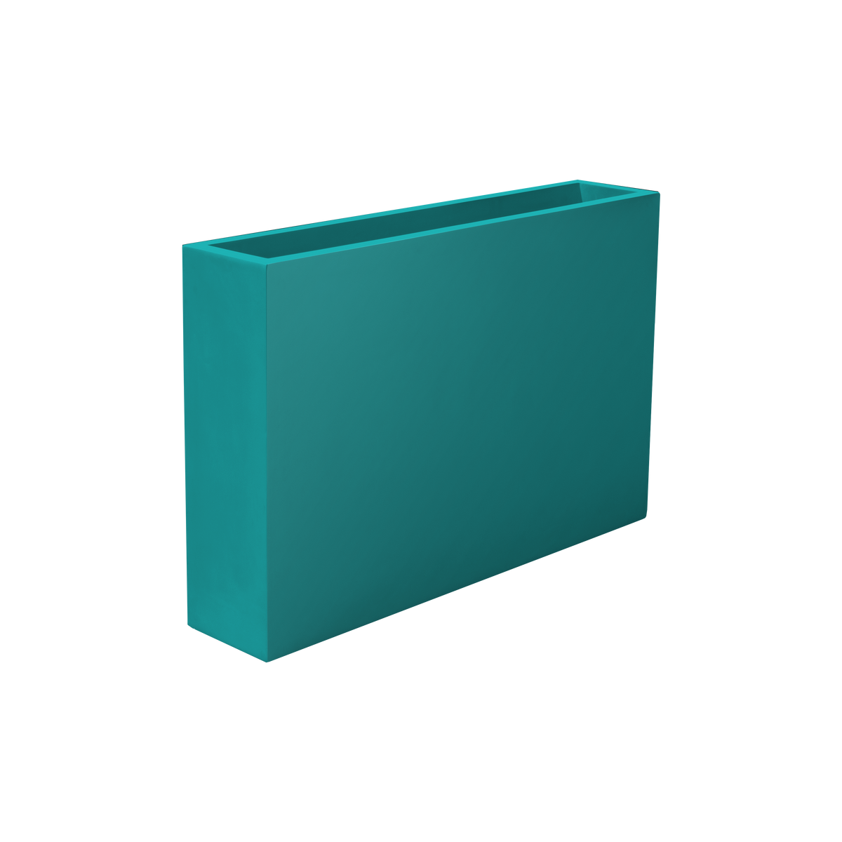 Amesbury narrow rectangular fiberglass planter in Satin Seafoam Green, studio render