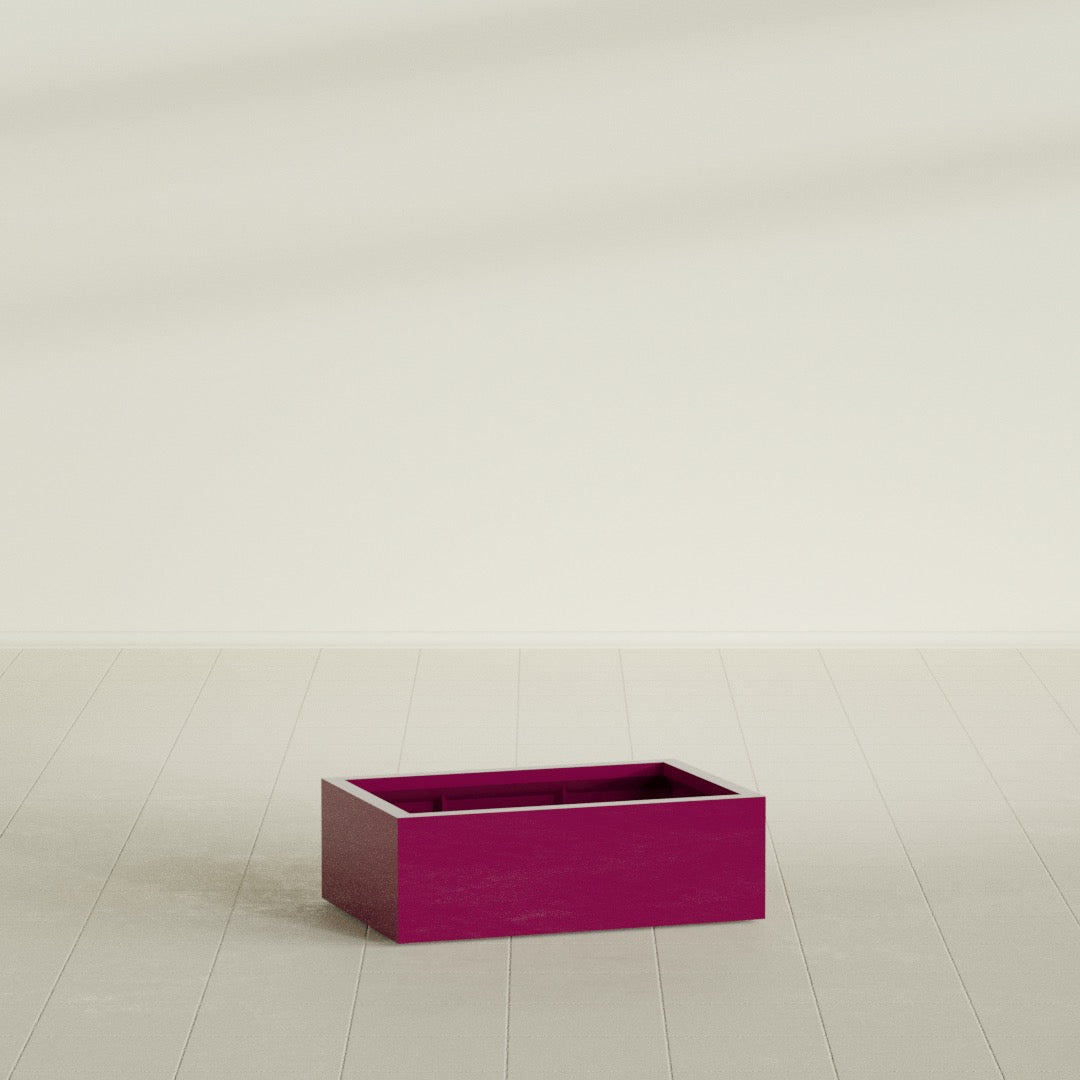 Antwerp rectangular fiberglass planter in Gloss Eggplant
