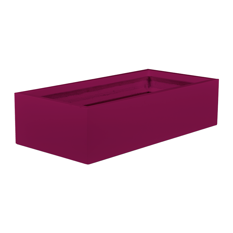 Antwerp rectangular fiberglass planter in Gloss Eggplant, studio render