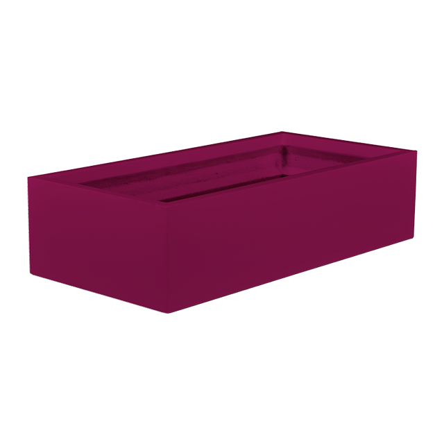 Antwerp rectangular fiberglass planter in Gloss Eggplant, studio render