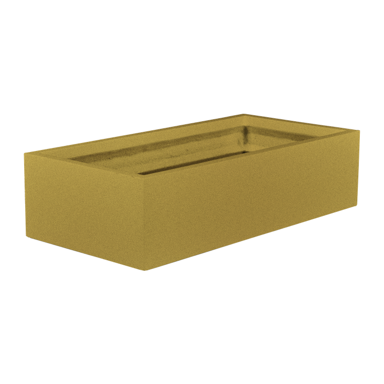 Antwerp rectangular fiberglass planter in Gloss Metallic Gold, studio render