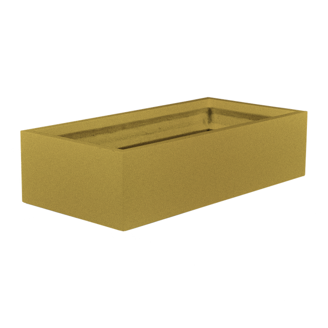 Antwerp rectangular fiberglass planter in Gloss Metallic Gold, studio render