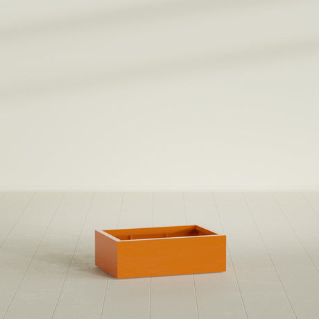 Antwerp rectangular fiberglass planter in Gloss Tangerine