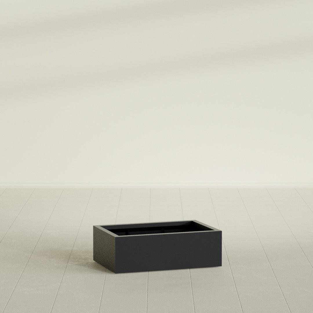 Antwerp rectangular fiberglass planter in Matte Black