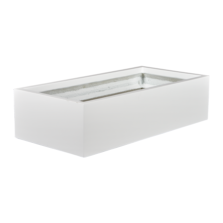 Antwerp rectangular fiberglass planter in Matte Bright White, studio render