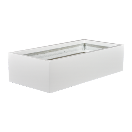 Antwerp rectangular fiberglass planter in Matte Bright White, studio render