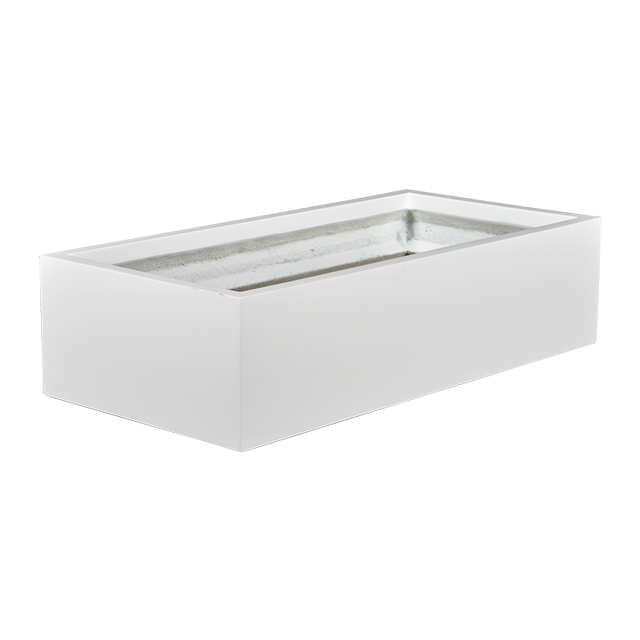 Antwerp rectangular fiberglass planter in Matte Bright White, studio render