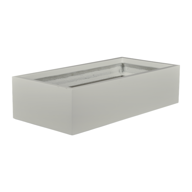 Antwerp rectangular fiberglass planter in Matte Cement Grey, studio render