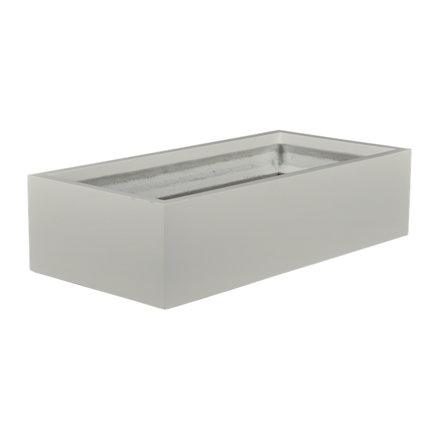 Antwerp rectangular fiberglass planter in Matte Cement Grey, studio render