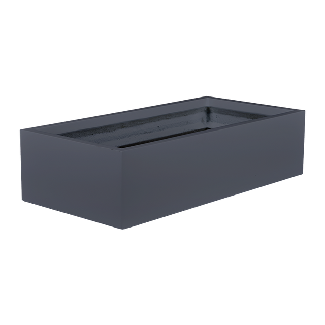 Antwerp rectangular fiberglass planter in Matte Charcoal, studio render