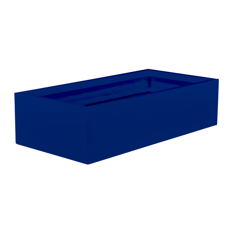 Antwerp rectangular fiberglass planter in Matte Cobalt Blue, studio render