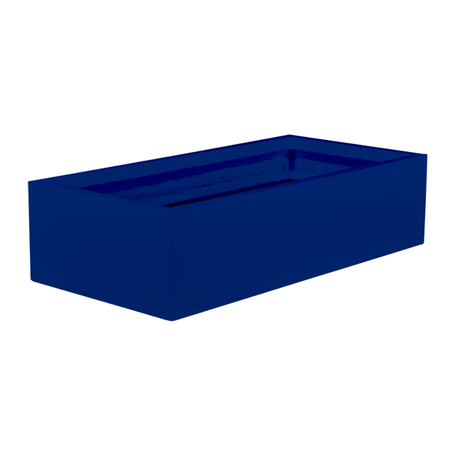 Antwerp rectangular fiberglass planter in Matte Cobalt Blue, studio render