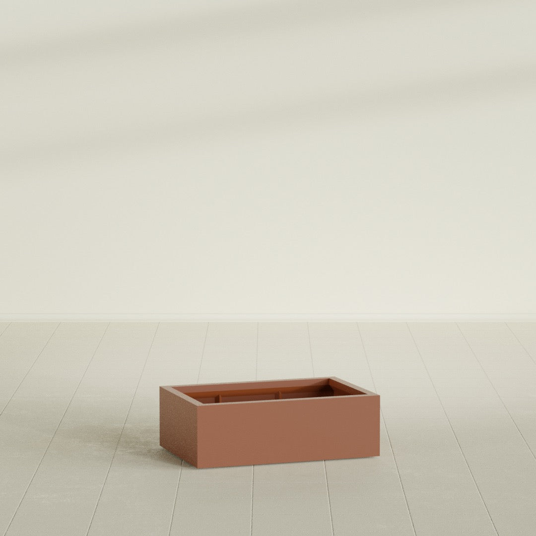 Antwerp rectangular fiberglass planter in Matte Terra Cotta