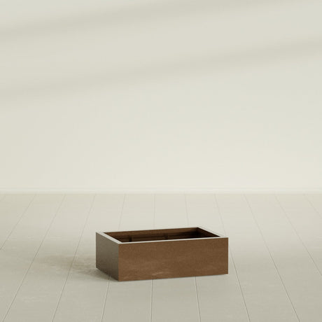Antwerp rectangular fiberglass planter in Metallic Bronze