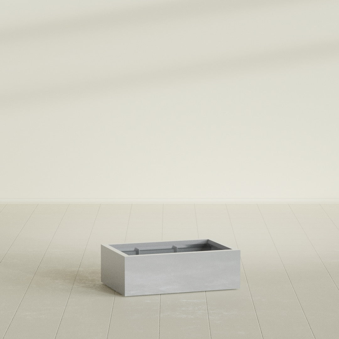 Antwerp rectangular fiberglass planter in Metallic Silver