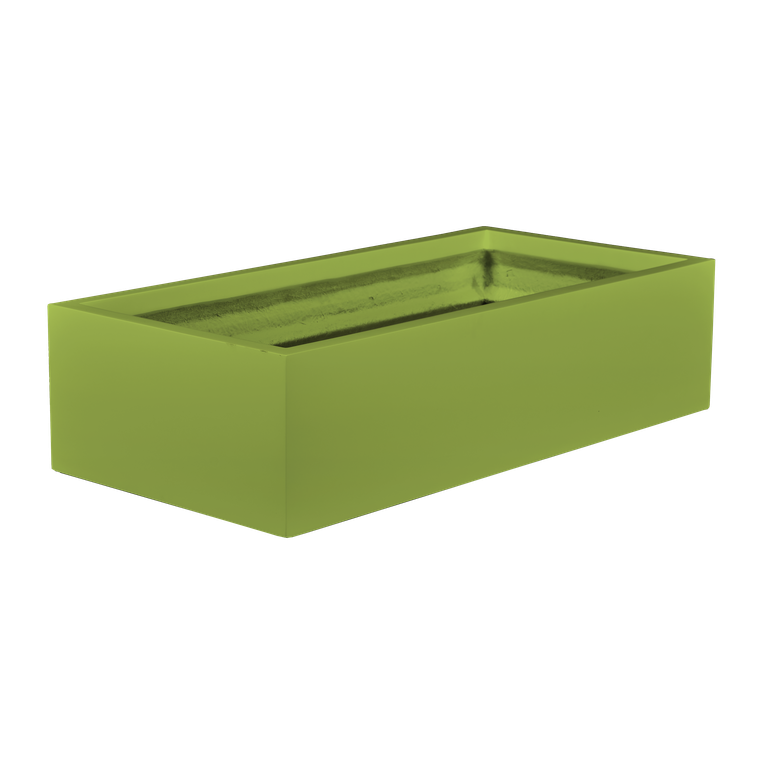 Antwerp rectangular fiberglass planter in Satin Green, studio render
