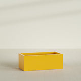 Torino Wide Rectangular Planter in Gloss Saffron, 48"L × 24"D × 18"H, shown empty