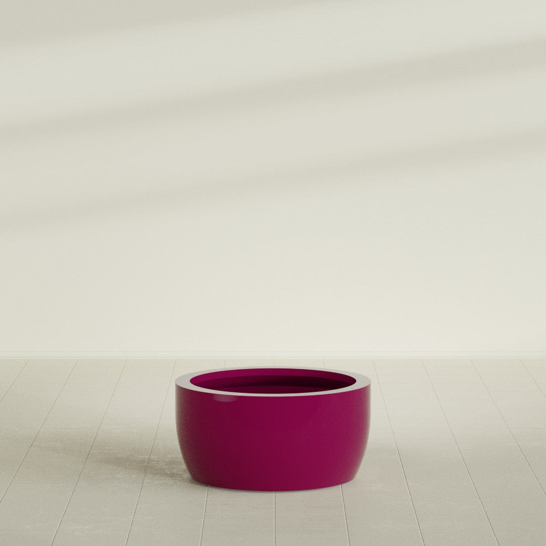 Casablanca Bowl Planter in Gloss Eggplant, 30"D × 15"H, shown empty