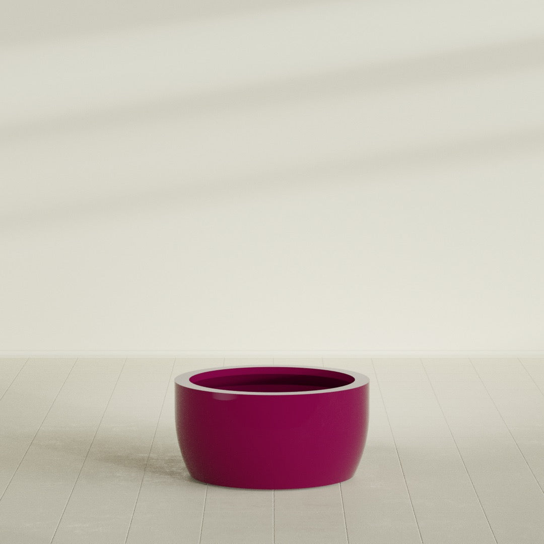 Casablanca Bowl Planter in Gloss Eggplant, 30"D × 15"H, shown empty