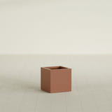Montroy Cube Planter in Matte Terra Cotta, 16", shown empty