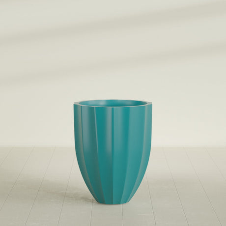 Alicante Fluted Planter in Satin Seafoam Green, 26"D × 32"H, shown empty