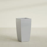 Toulan Tapered Square Planter in Metallic Silver, 18"W × 36"H, shown empty