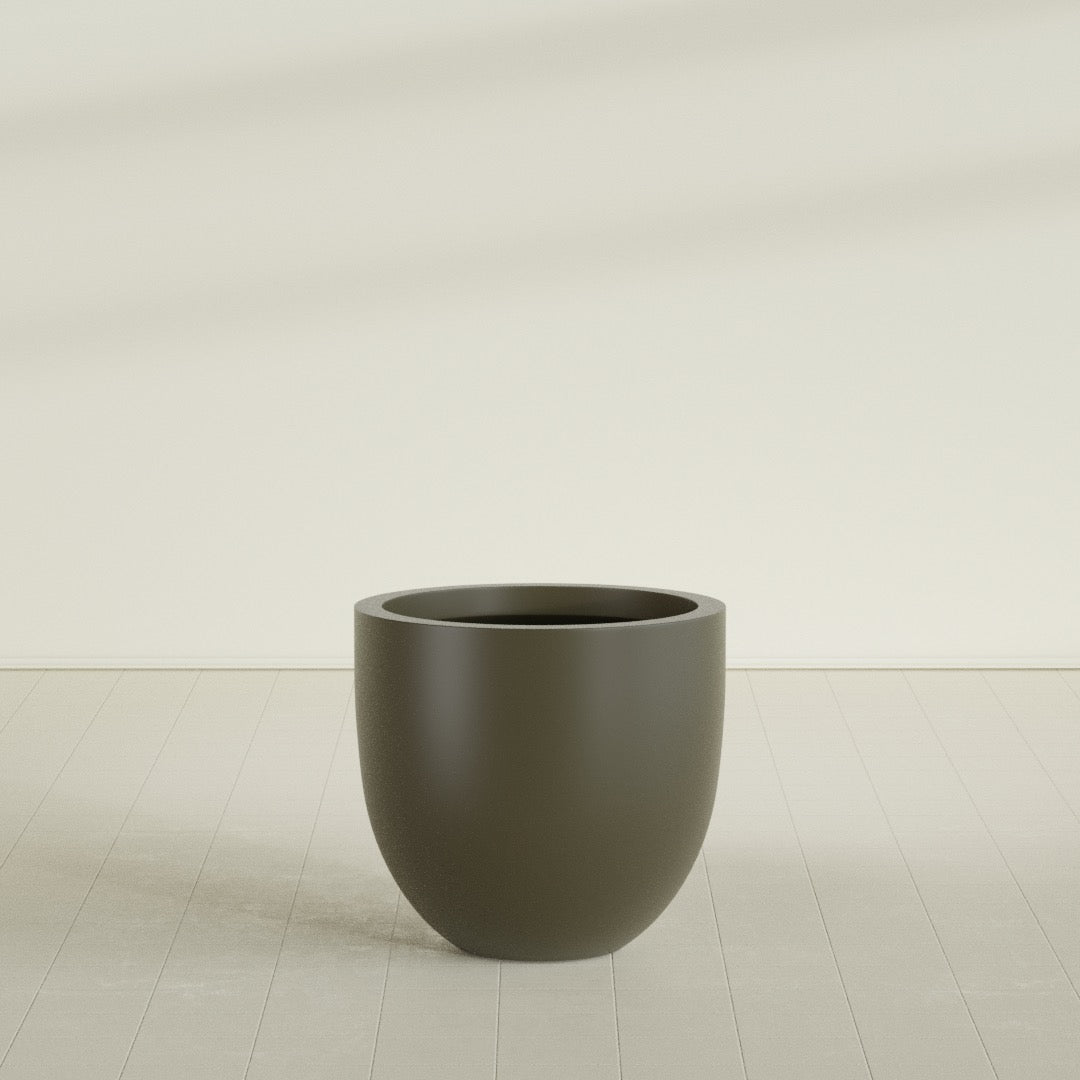 Alzira Bowl Planter in Matte Bronze, 30"D × 28"H, shown empty