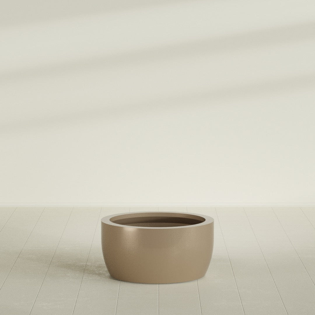 Casablanca Bowl Planter in Gloss Metallic Gold, 30"D × 15"H, shown empty