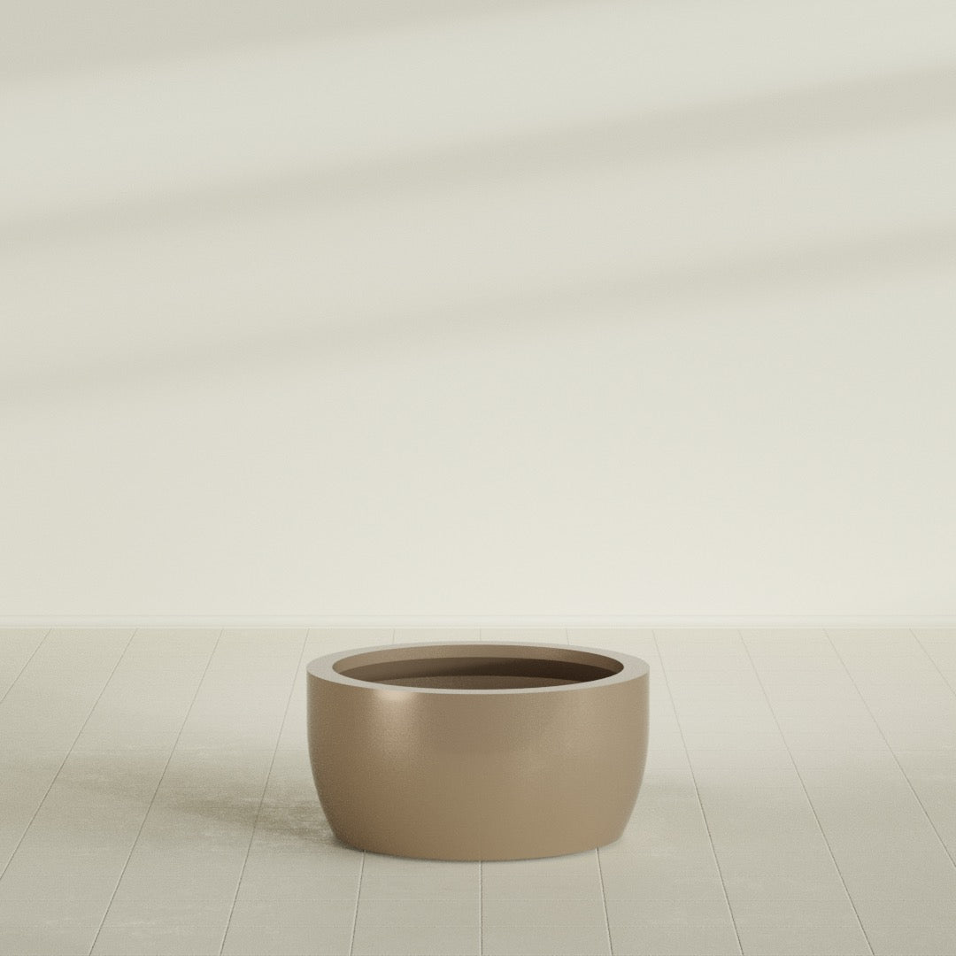 Casablanca Bowl Planter in Gloss Metallic Gold, 30"D × 15"H, shown empty