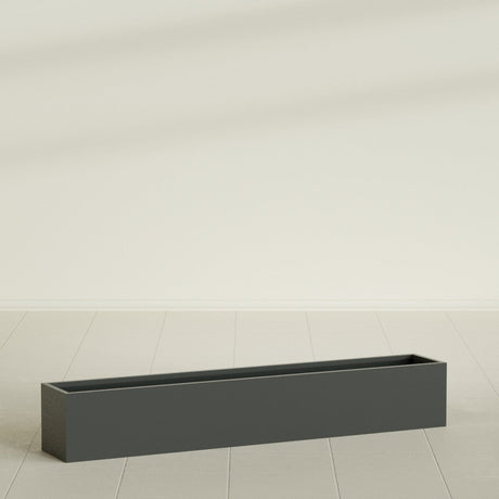 Monaco Rectangle Planter in Matte Charcoal, 44"L, shown empty