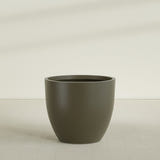Wannsee Round Planter in Matte Bronze, 50"D × 44"H, shown empty