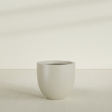 Alzira Bowl Planter in Satin Beige, 30"D × 28"H, shown empty