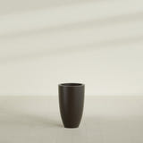 Brannan Tapered Round Planter in Matte Dark Brown, 18"D × 29"H, shown empty