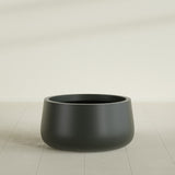 Short Hayden Bowl Planter in Matte Charcoal, 20"D × 10"H, shown empty