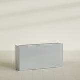 Milano Narrow Rectangular Planter in Metallic Silver, 48"L × 10"D × 24"H, shown empty