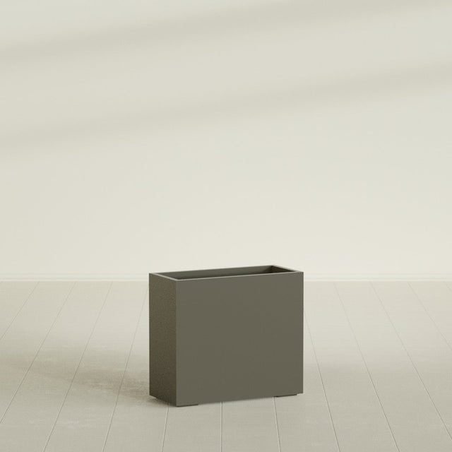 Potsdam Rectangular Planter in Matte Bronze, 36"L × 16"D × 32"H, shown empty