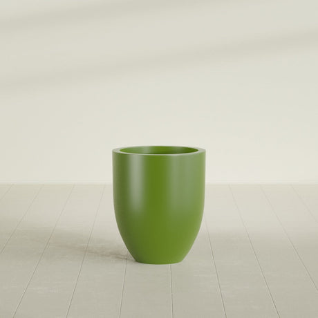 Valencia Tapered Round Planter in Satin Green, 20"D × 23"H, shown empty