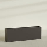 Hollywood Narrow Rectangular Planter in Matte Dark Brown, 72"L × 12"D × 24"H, shown empty