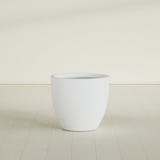 Wannsee Round Planter in Gloss Bright White, 33"D × 29"H, shown empty