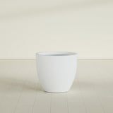Wannsee Round Planter in Gloss Bright White, 33"D × 29"H, shown empty