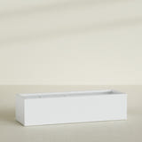 Torino Wide Rectangular Planter in Gloss Bright White, 72"L × 24"D × 18"H, shown empty