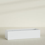Torino Wide Rectangular Planter in Gloss Bright White, 72"L × 24"D × 18"H, shown empty