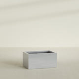 Torino Wide Rectangular Planter in Metallic Silver, 36"L × 24"D × 18"H, shown empty