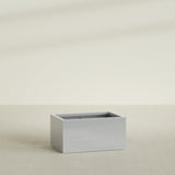 Torino Wide Rectangular Planter in Metallic Silver, 36"L × 24"D × 18"H, shown empty