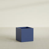 Montroy Cube Planter in Matte Cobalt Blue, 28", shown empty