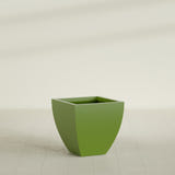 Lima Tapered Square Planter in Satin Green, 24", shown empty