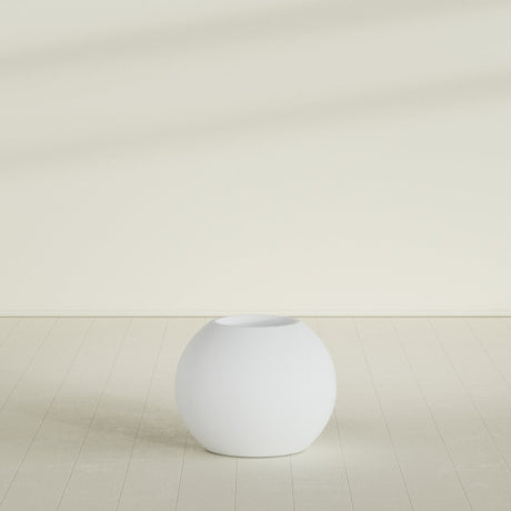 Globe Planter in Gloss Bright White, 24"D × 19"H, shown empty
