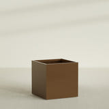 Montroy Cube Planter in Metallic Bronze, 40", shown empty
