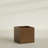 Montroy Cube Planter in Metallic Bronze, 40", shown empty